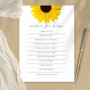 Invitation Sunflower Wings for Baby shower Game Card