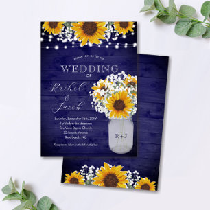 Invitation Sunflowers Babys Respire Marine Jar Lights Mariage