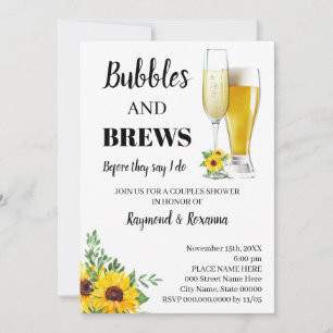 Invitation Sunflowers Bubble & Brews Couples Douche