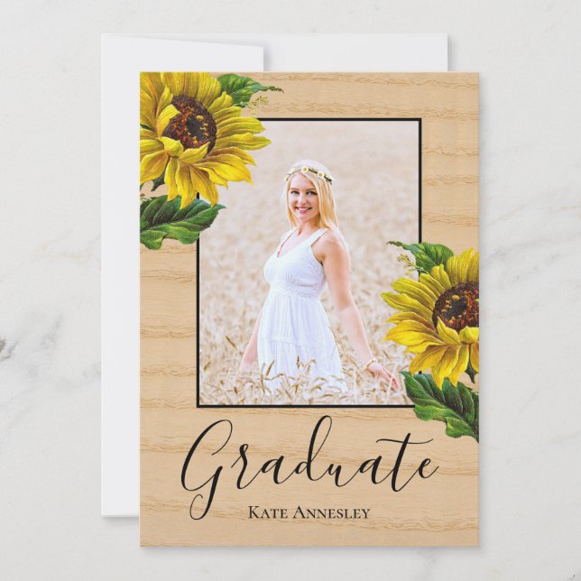 Invitation Sunflowers Country Chic Graduation Party (Devant)