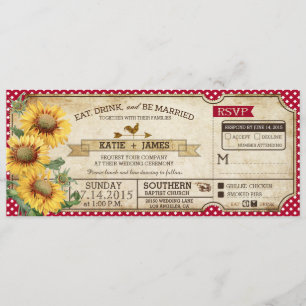 Invitation Sunflowers En vichy Check Country Pique-nique Mari