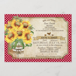 Invitation Sunflowers En vichy Check Country Pique-nique Mari