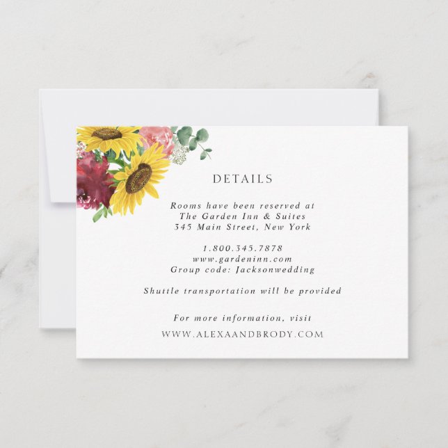 Invitation Sunflowers et Mariage Rose - fiche (Devant)