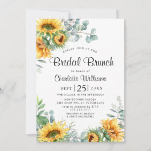 Invitation Sunflowers Eucalyptus Aquarelle Brunch nuptial