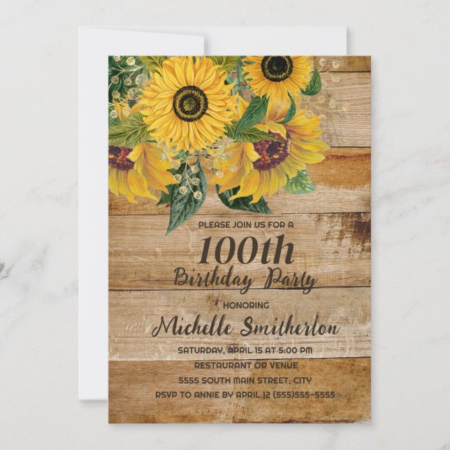 Invitation Sunflowers Grange Bois Occident 100e anniversaire (Devant)