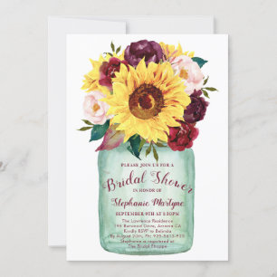 Invitation Sunflowers Mason Jar Rose Fête des mariées florale
