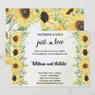 Invitation Sunflowers Nothing Fancy Just Love Elopement