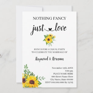 Invitation Sunflowers Nothing Fancy Just Love Elopement