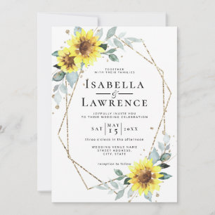 Invitation Sunflowers Rustic Floral Mariage de cadre d'huile 