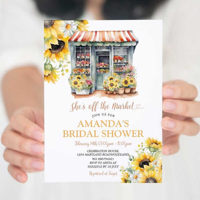 Invitation Sunflowers She's off the Market Fête des mariées (Créateur téléchargé)
