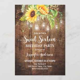 Invitation Sunflowers Sweet 16