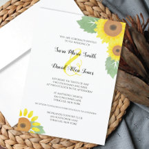 Sunflowers Watercolor Floral Sunny Yellow Wedding