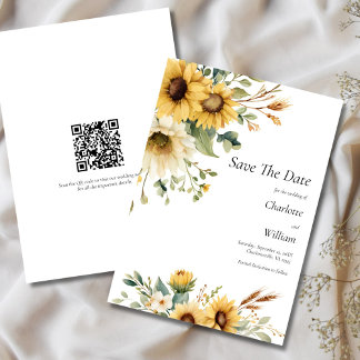 Invitation Sunflowers Wedding Save The Date QR Code