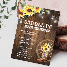 Invitation Sunflowers Western Anniversaire Pays Boots