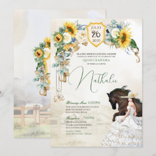 Invitation Sunflowers & White Roses Rustic Charro Quinceanera