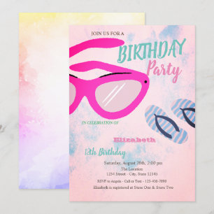 Invitation Sunglass Flip flèches été fête d'anniversaire