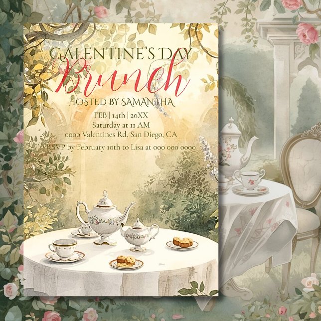Invitation Sunlit Garden Tea Galentine Brunch Soft Florals (Créateur téléchargé)
