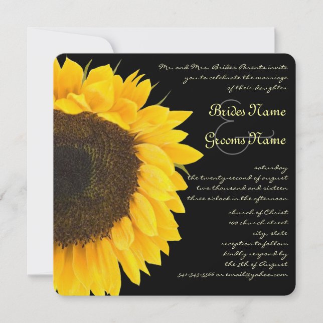 Invitation Sunny Elegance Farmhouse Mariage de tournesol (Devant)