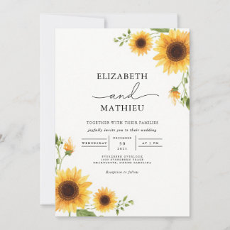 Invitation Sunny Mariage d'arc floral de tournesol