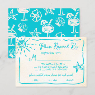 Invitation Sunny Tropical Main dessinée mariage RSVP