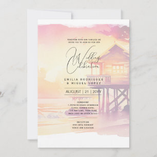 Invitation Sunset Beach Destination Mariage côtier