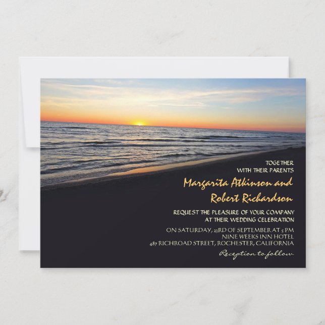 Invitation sunset beach mariage (Devant)