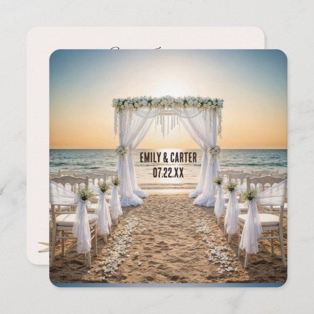 Invitation Sunset Beach Wedding With Bridal Arch (Devant / Derrière)