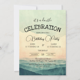 Invitation Sunset et Mountain Hills Double fête d'anniversair