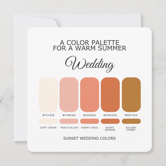 Invitation Sunset Wedding Color Palette Card (Devant)