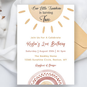 Invitation Sunshine 2e anniversaire Notre petit soleil