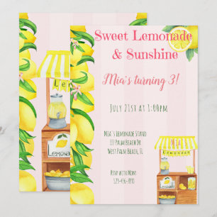 Invitation Sunshine and Sweet Lemonade Stand Girls Anniversai