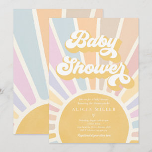 Invitation Sunshine Baby shower Boho Retro Rose Sunshine