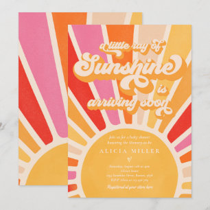 Invitation Sunshine Baby shower Boho Retro Rose Sunshine