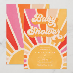 Invitation Sunshine Baby shower Boho Retro Rose Sunshine