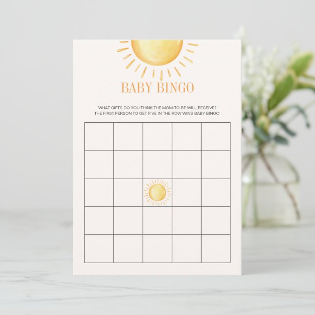 Invitation Sunshine Baby shower Jeu de Bingo (Debout devant)