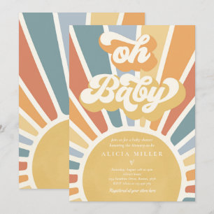 Invitation Sunshine Baby shower Muet Boho Retro Sunshine