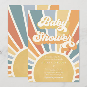 Invitation Sunshine Baby shower Muet Boho Retro Sunshine