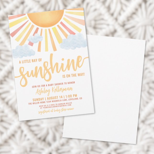 Invitation Sunshine Boho Genre Neutre Baby shower Soleil (Sunshine Boho Gender Neutral Sun Baby Shower Invitation)