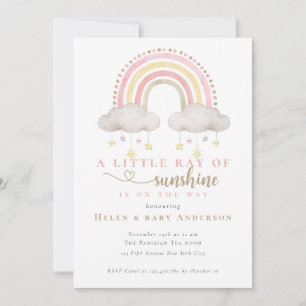 Invitation Sunshine Boho rose Rainbow Girl Baby shower