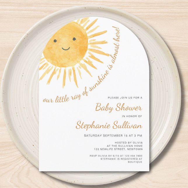 Invitation Sunshine Boho Soleil Arc Baby shower Neutre Sexe (Créateur téléchargé)