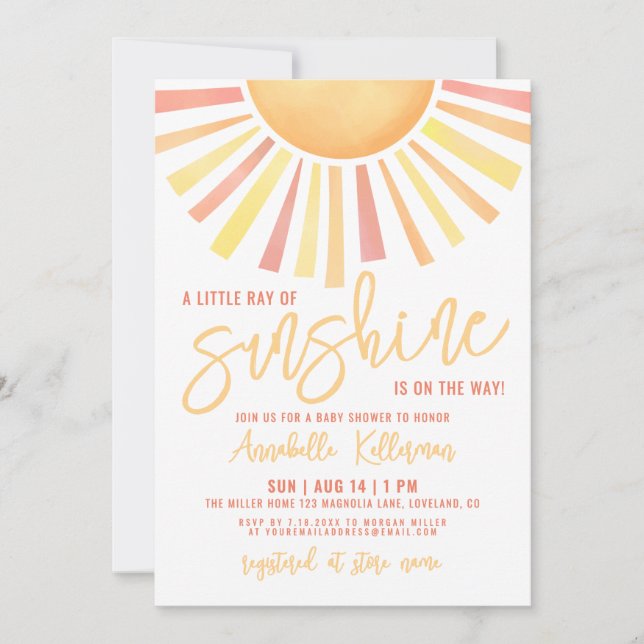 Invitation Sunshine Boho Sun Baby Shower (Devant)