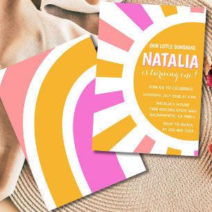 Invitation Sunshine et Rainbow Girl Premier anniversaire
