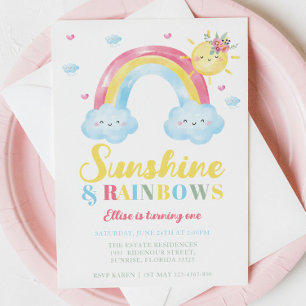 Invitation Sunshine et Rainbows Premier anniversaire
