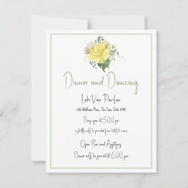 Invitation Sunshine et Rose Yellow Mariage Détails (Devant)