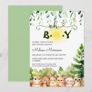 Invitation Sunshine Forest Animaux Baby Boy Douche