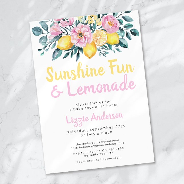 Invitation Sunshine Fun et Lemonade Floral Baby shower (Créateur téléchargé)