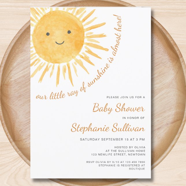 Invitation Sunshine Genre Neutre Boho Baby shower Soleil (Créateur téléchargé)