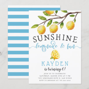 Invitation Sunshine Lemonade et Fun Boy's Birthday Party