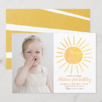 Sunshine Modern Watercolor Photo Anniversaire