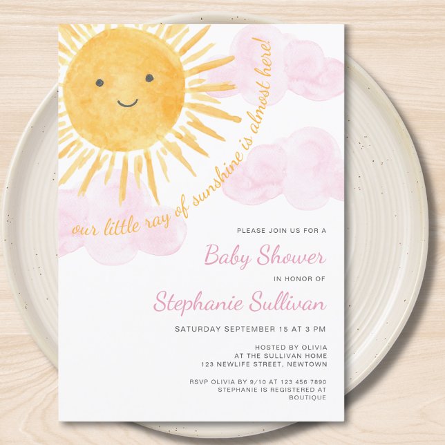 Invitation Sunshine Nuages Baby shower de fille (Créateur téléchargé)